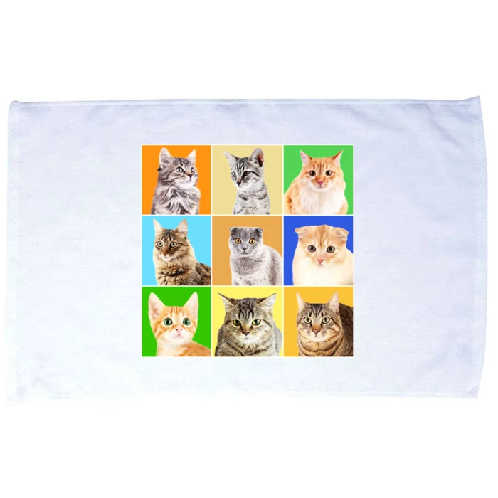 Cats Photo Portraits Collage Microfiber Hand Towel