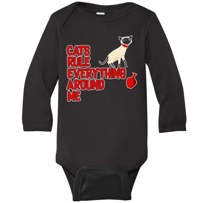 Cats Rule Everything Around Me Baby Long Sleeve Bodysuit