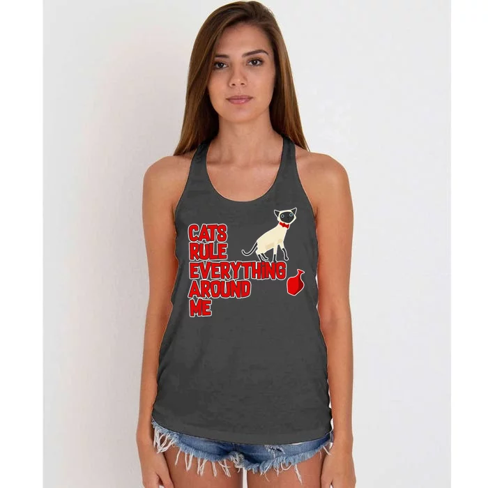 Cats Rule Everything Around Me Women's Knotted Racerback Tank