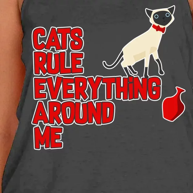 Cats Rule Everything Around Me Women's Knotted Racerback Tank