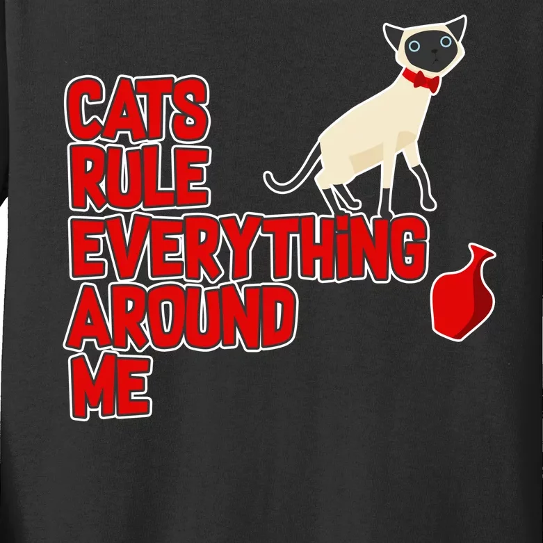 Cats Rule Everything Around Me Kids Long Sleeve Shirt