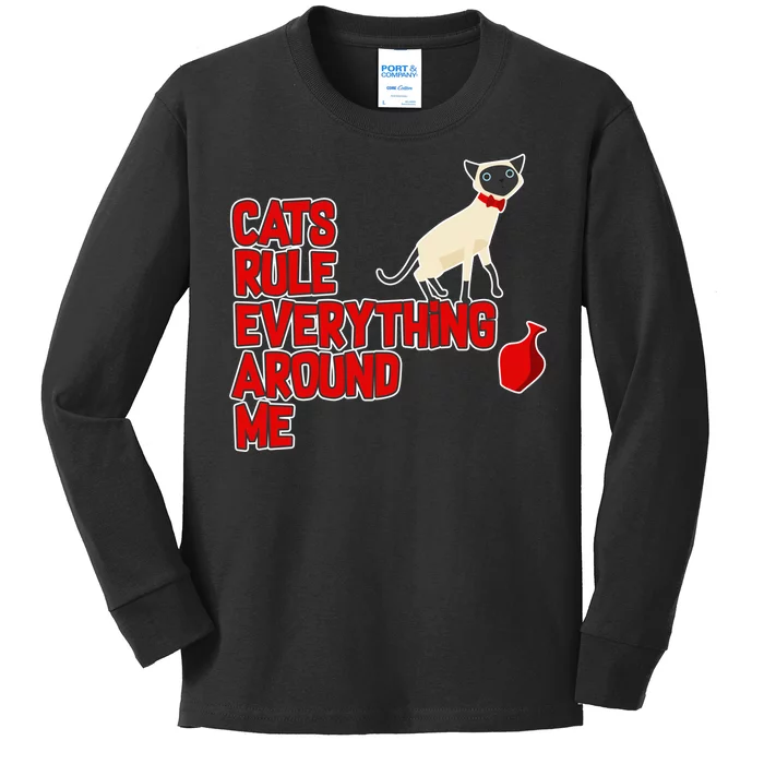 Cats Rule Everything Around Me Kids Long Sleeve Shirt