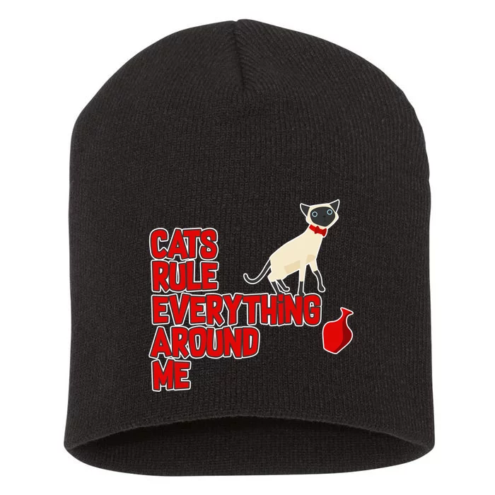 Cats Rule Everything Around Me Short Acrylic Beanie