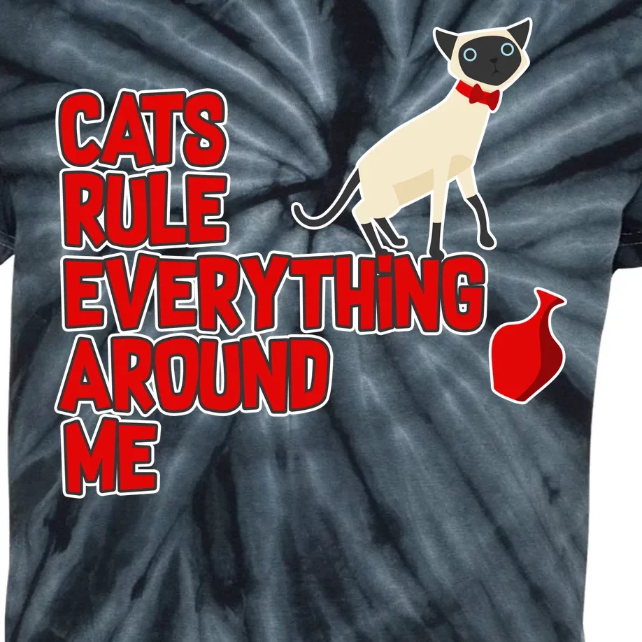 Cats Rule Everything Around Me Kids Tie-Dye T-Shirt