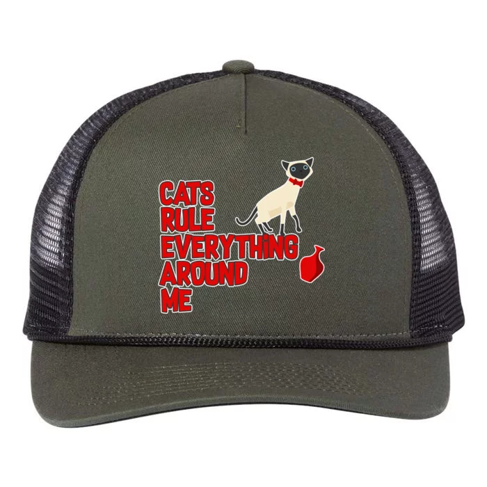 Cats Rule Everything Around Me Retro Rope Trucker Hat Cap