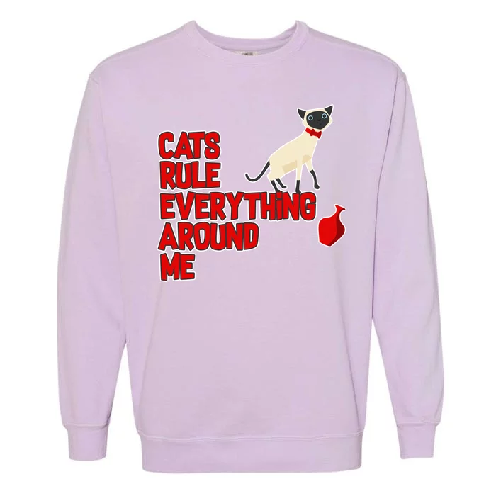 Cats Rule Everything Around Me Garment-Dyed Sweatshirt