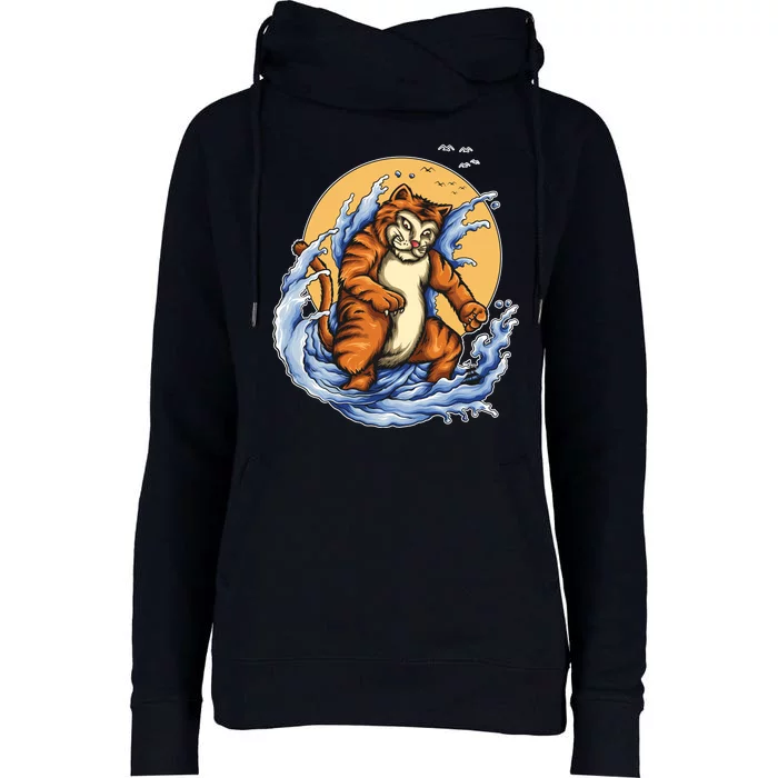 Catzilla Great Wave Womens Funnel Neck Pullover Hood