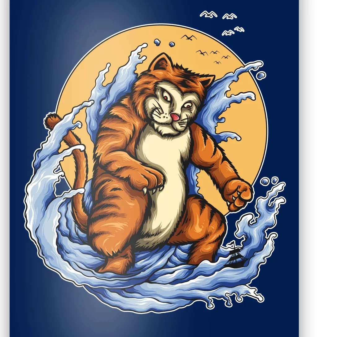 Catzilla Great Wave Poster