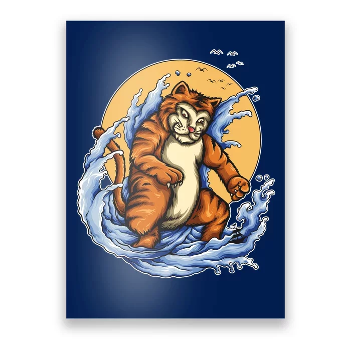 Catzilla Great Wave Poster