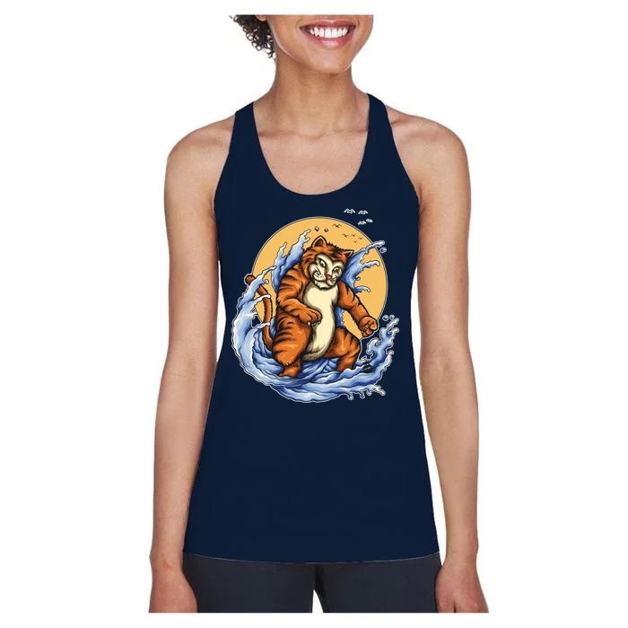 Catzilla Great Wave Women's Racerback Tank