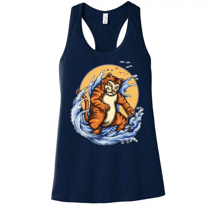 Catzilla Great Wave Women's Racerback Tank