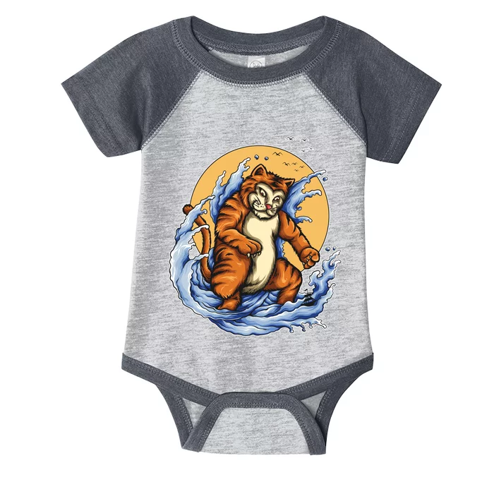 Catzilla Great Wave Infant Baby Jersey Bodysuit