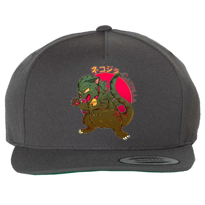 Catzilla Japanese Monster Movie Wool Snapback Cap