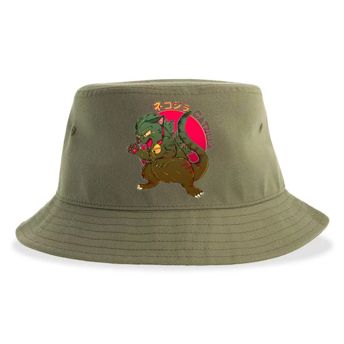 Catzilla Japanese Monster Movie Sustainable Bucket Hat