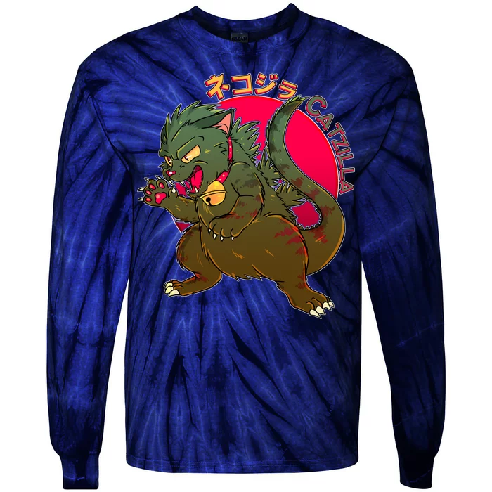 Catzilla Japanese Monster Movie Tie-Dye Long Sleeve Shirt