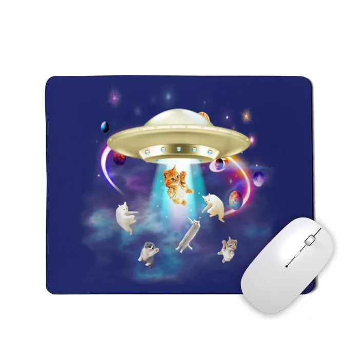 CAT ALIEN UFO Shirt For Women Cat Lover Funny Mousepad