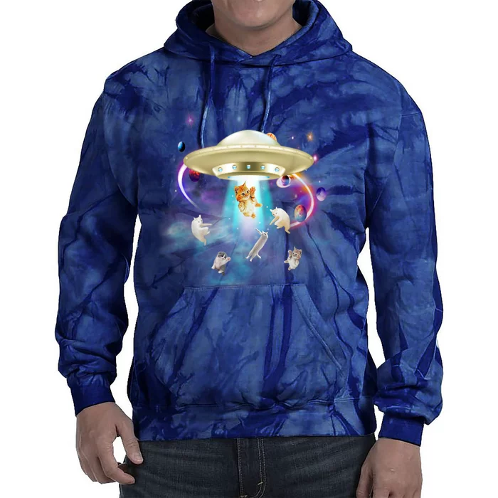 CAT ALIEN UFO Shirt For Women Cat Lover Funny Tie Dye Hoodie