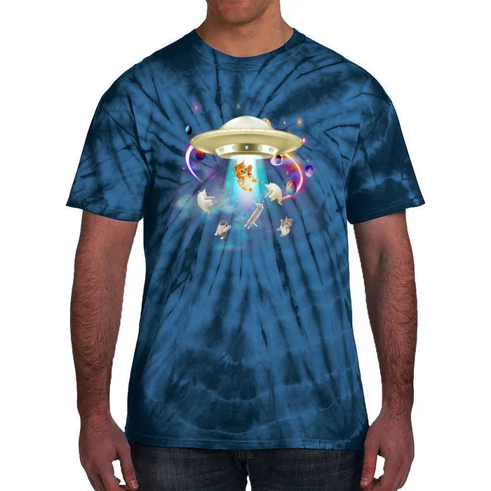 CAT ALIEN UFO Shirt For Women Cat Lover Funny Tie-Dye T-Shirt