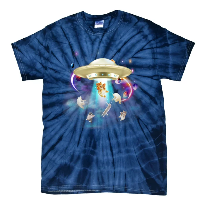 CAT ALIEN UFO Shirt For Women Cat Lover Funny Tie-Dye T-Shirt