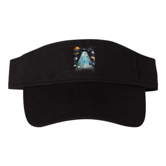 Cat Alien Ufo Gifts Space Cat Galaxy Cat Funny For Cat Dad Cat Mom Cat Lover Valucap Bio-Washed Visor