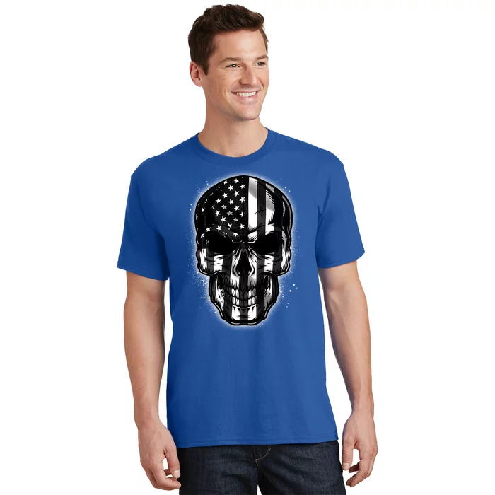 Cool American USA Flag Grunge Skull T-Shirt