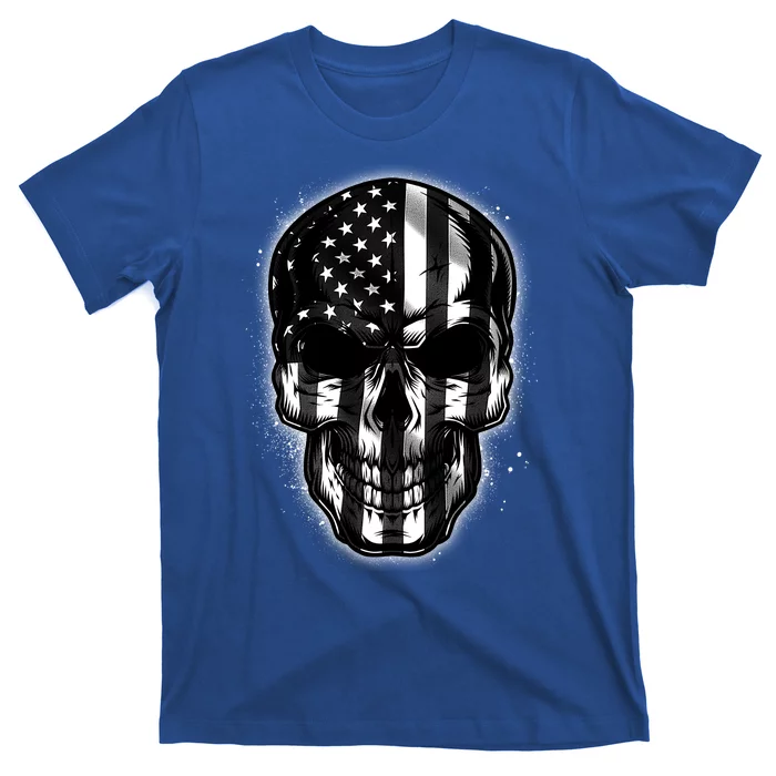 Cool American USA Flag Grunge Skull T-Shirt