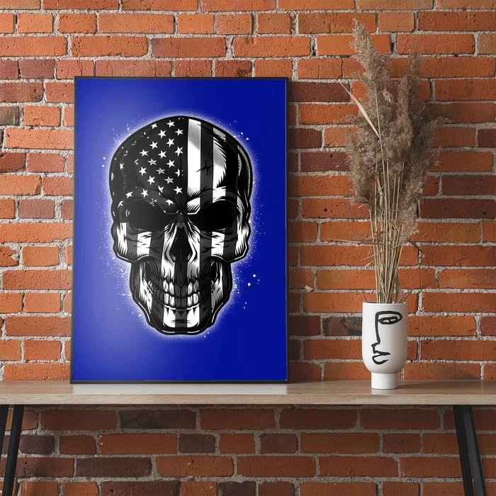 Cool American USA Flag Grunge Skull Poster