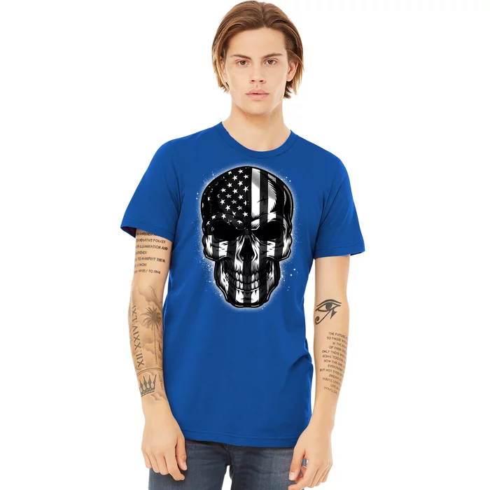 Cool American USA Flag Grunge Skull Premium T-Shirt