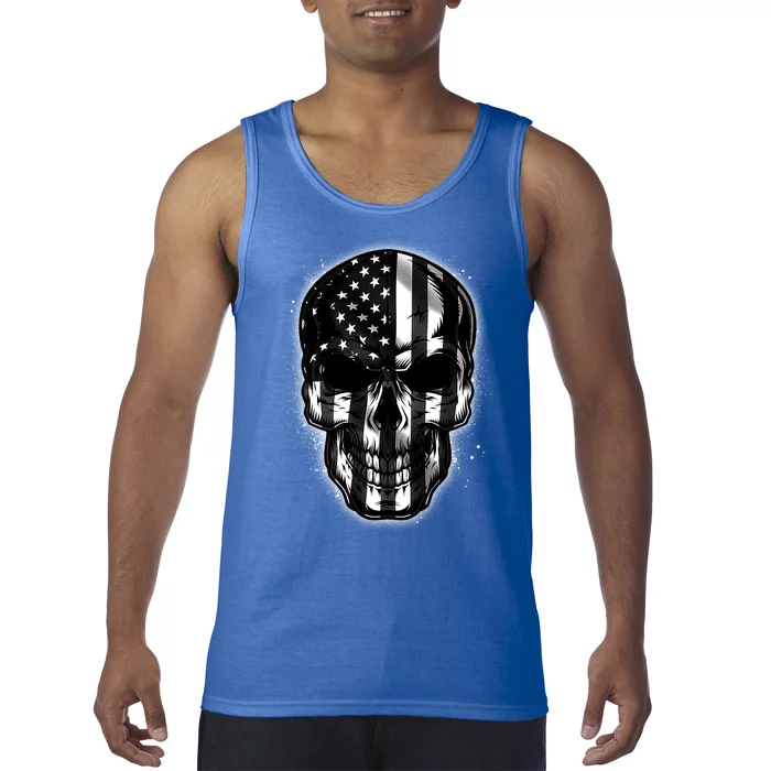 Cool American USA Flag Grunge Skull Tank Top