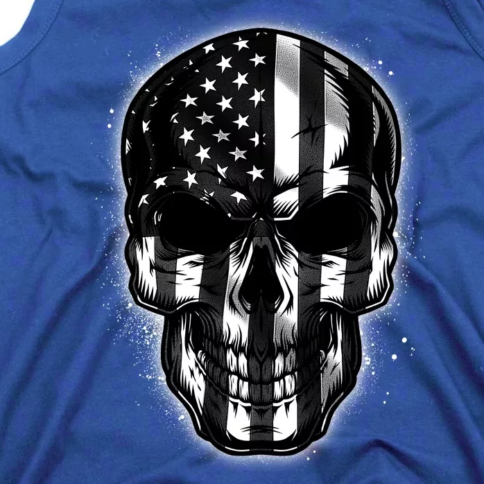 Cool American USA Flag Grunge Skull Tank Top