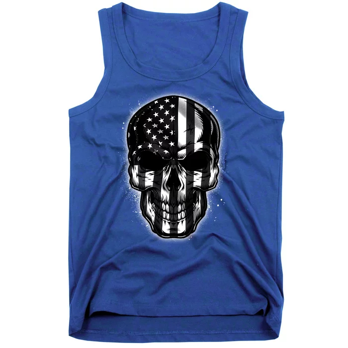 Cool American USA Flag Grunge Skull Tank Top