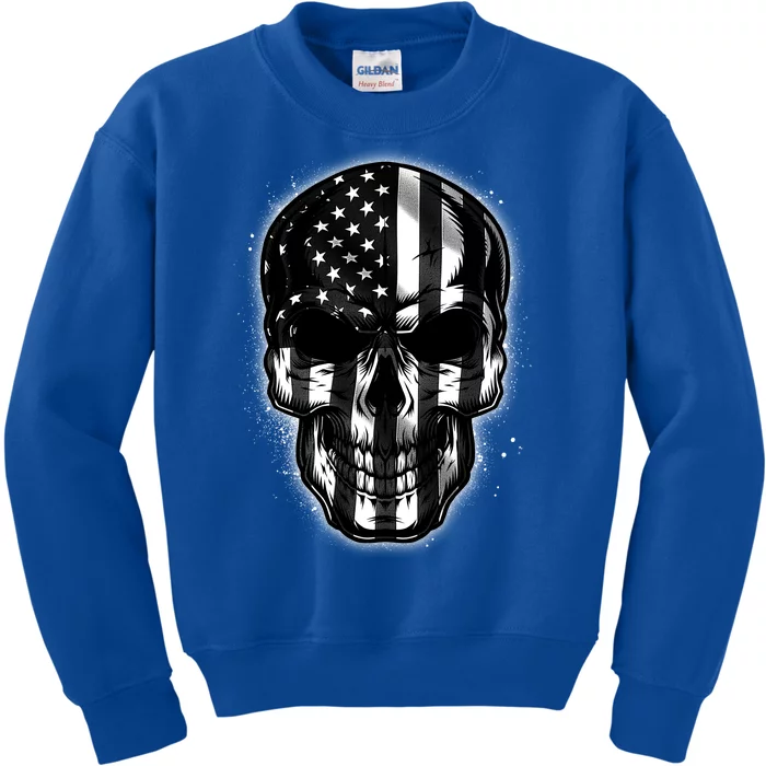 Cool American USA Flag Grunge Skull Kids Sweatshirt