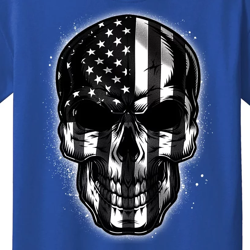 Cool American USA Flag Grunge Skull Kids T-Shirt