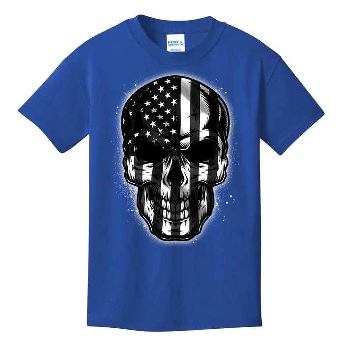 Cool American USA Flag Grunge Skull Kids T-Shirt