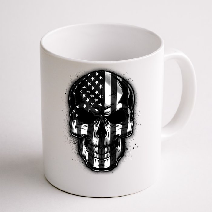 Cool American USA Flag Grunge Skull Front & Back Coffee Mug