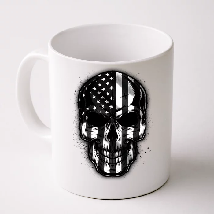 Cool American USA Flag Grunge Skull Front & Back Coffee Mug