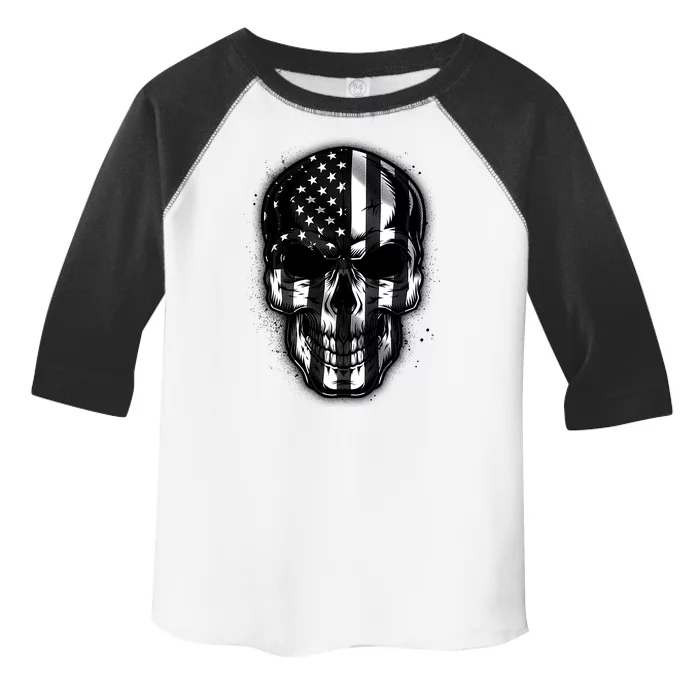 Cool American USA Flag Grunge Skull Toddler Fine Jersey T-Shirt