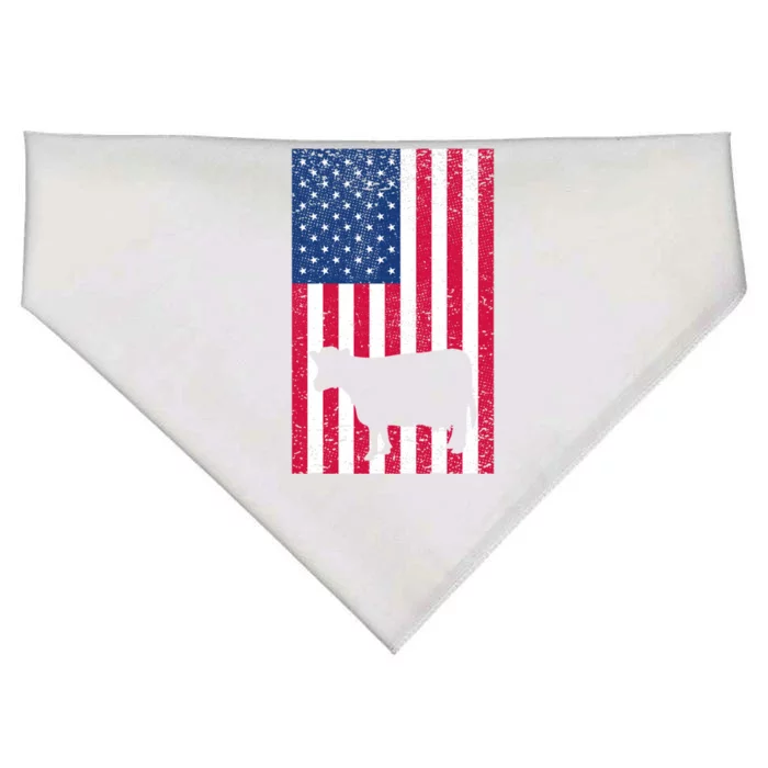 Cow American Usa Flag 4th Of July Farmer Gift Funny Gift USA-Made Doggie Bandana