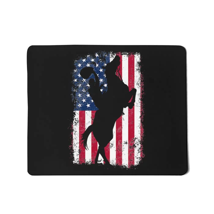 Cow American USA Flag Rodeo Horse 4th of July Distressed Mousepad