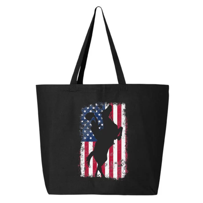 Cow American USA Flag Rodeo Horse 4th of July Distressed 25L Jumbo Tote