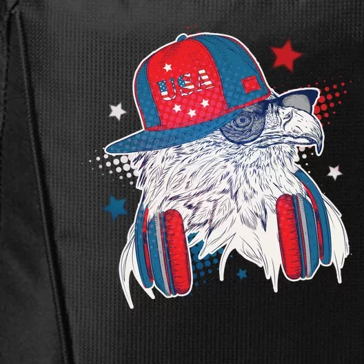 Cool American USA Flag Hipster DJ Eagle City Backpack