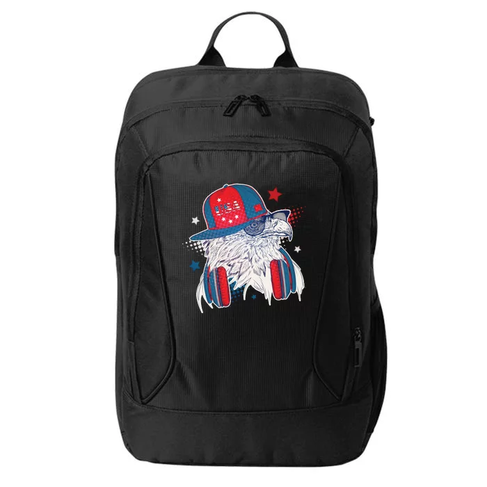 Cool American USA Flag Hipster DJ Eagle City Backpack