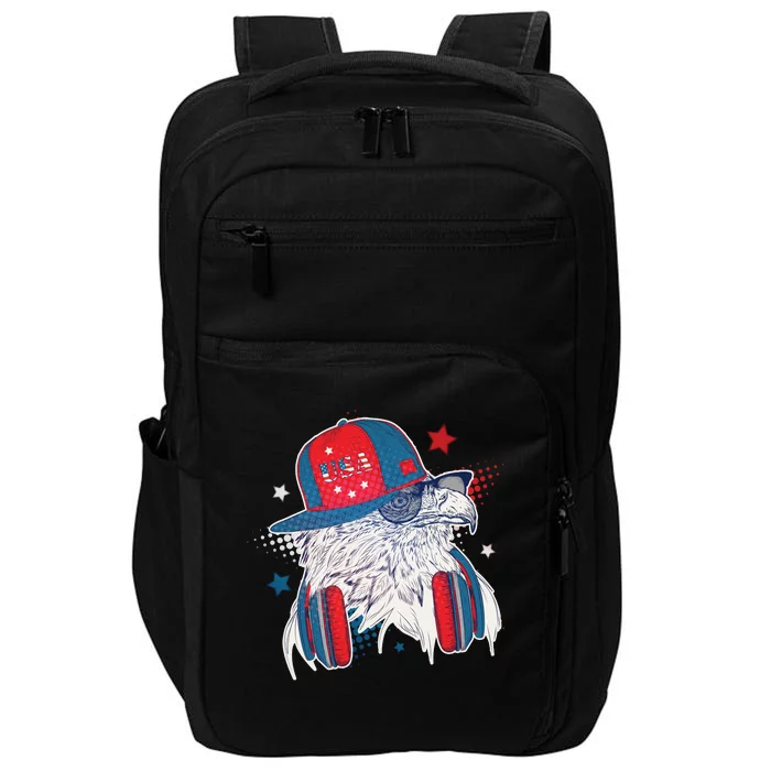 Cool American USA Flag Hipster DJ Eagle Impact Tech Backpack