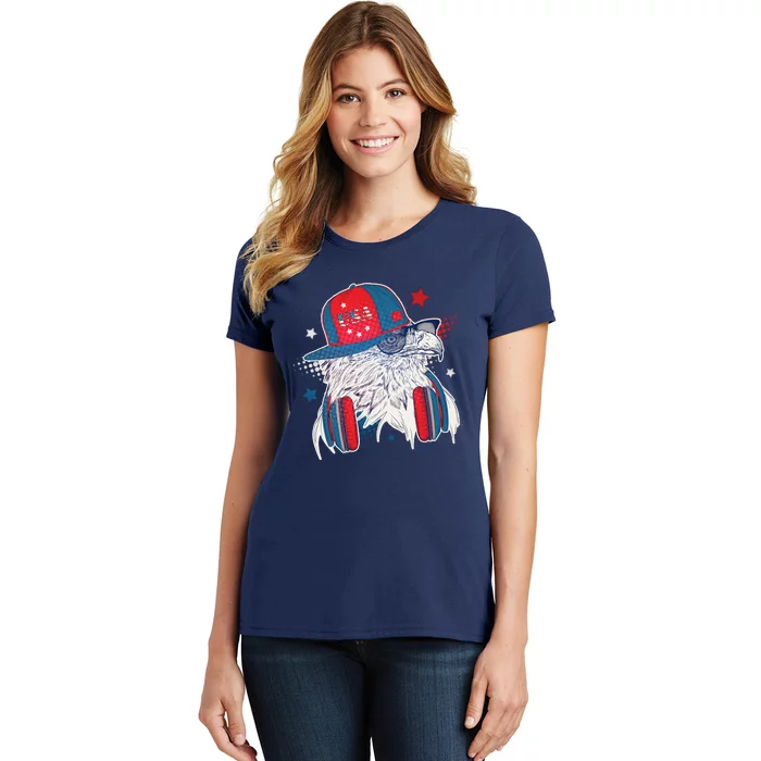 Cool American USA Flag Hipster DJ Eagle Women's T-Shirt