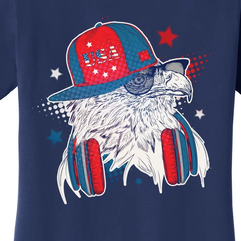 Cool American USA Flag Hipster DJ Eagle Women's T-Shirt