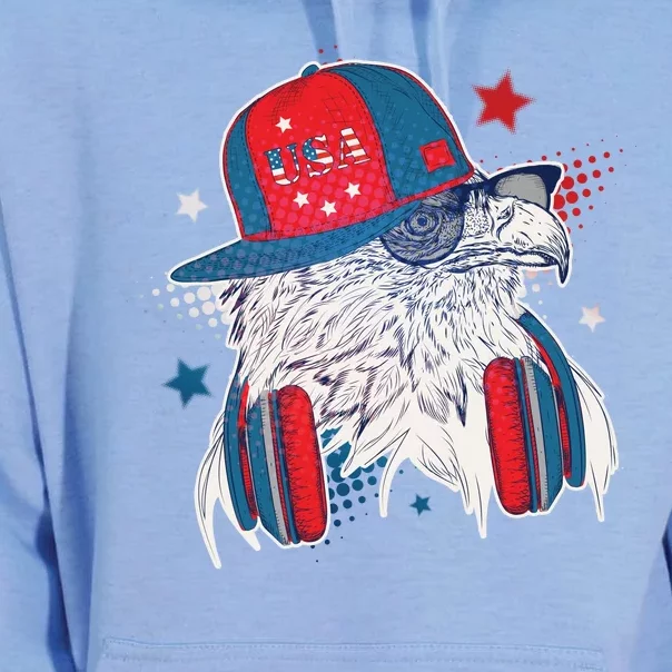 Cool American USA Flag Hipster DJ Eagle Unisex Surf Hoodie