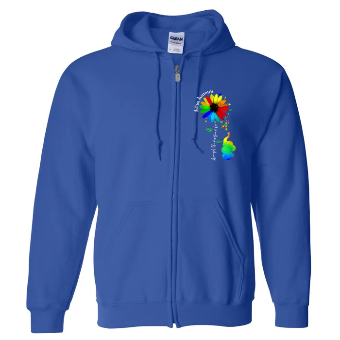 Cute Accept Understand Love Autism Awareness Sunflower Gift Full Zip Hoodie