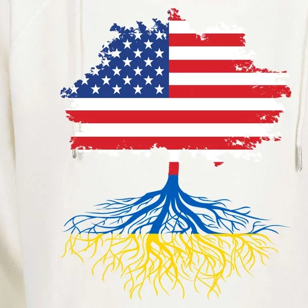 Cool American Ukrainian Roots I Stand With Ukraine USA Ukraine Flags Womens Funnel Neck Pullover Hood