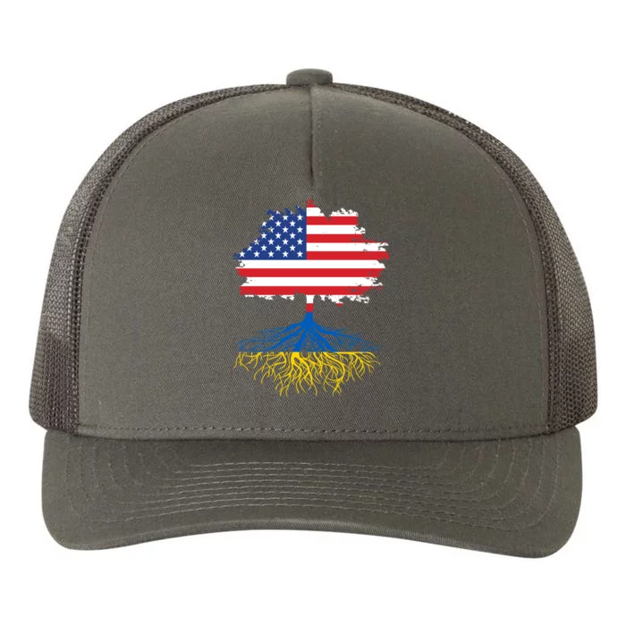 Cool American Ukrainian Roots I Stand With Ukraine USA Ukraine Flags Yupoong Adult 5-Panel Trucker Hat