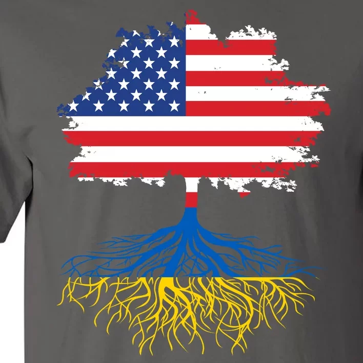 Cool American Ukrainian Roots I Stand With Ukraine USA Ukraine Flags Tall T-Shirt